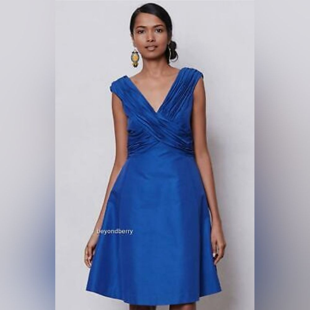 Anthropologie Mirror of Venus silk blue dress. Size 2